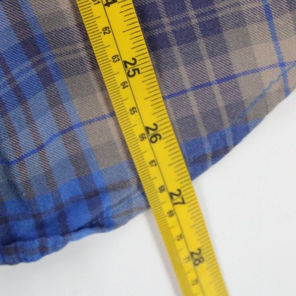 AX Armani Exchange Flannel Shirt Womens Blue Plaid Button Down Collared XS - Picture 10 of 10
